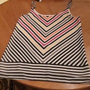 CAbi Linea Cami Adjustable Spaghetti Straps Striped Dressy Lined‎ Sz. XS Top